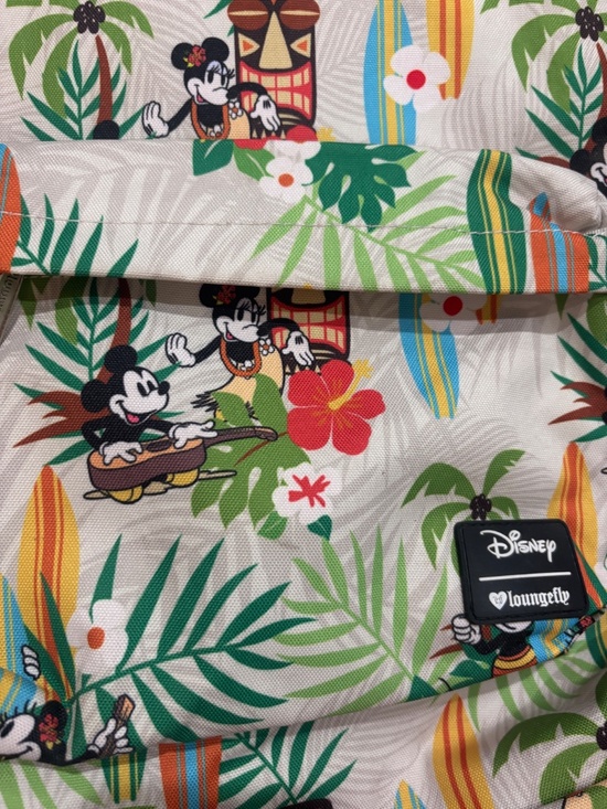 NWOT Loungefly Disney Mickey Minnie Tropical Surfboards Nylon Backpack Beach Bag main image 4